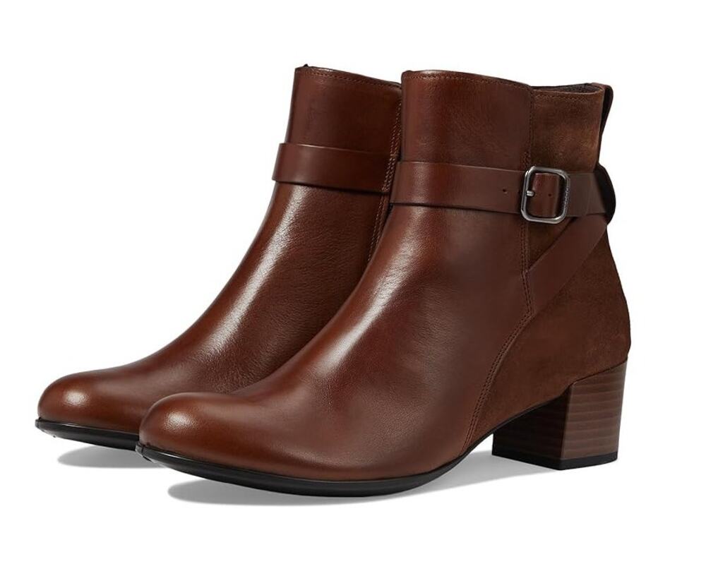 Ecco Womens Dress Classic Ankle Boots EU 40 US 9 Walnut Brown Leather 35 mm NWOB